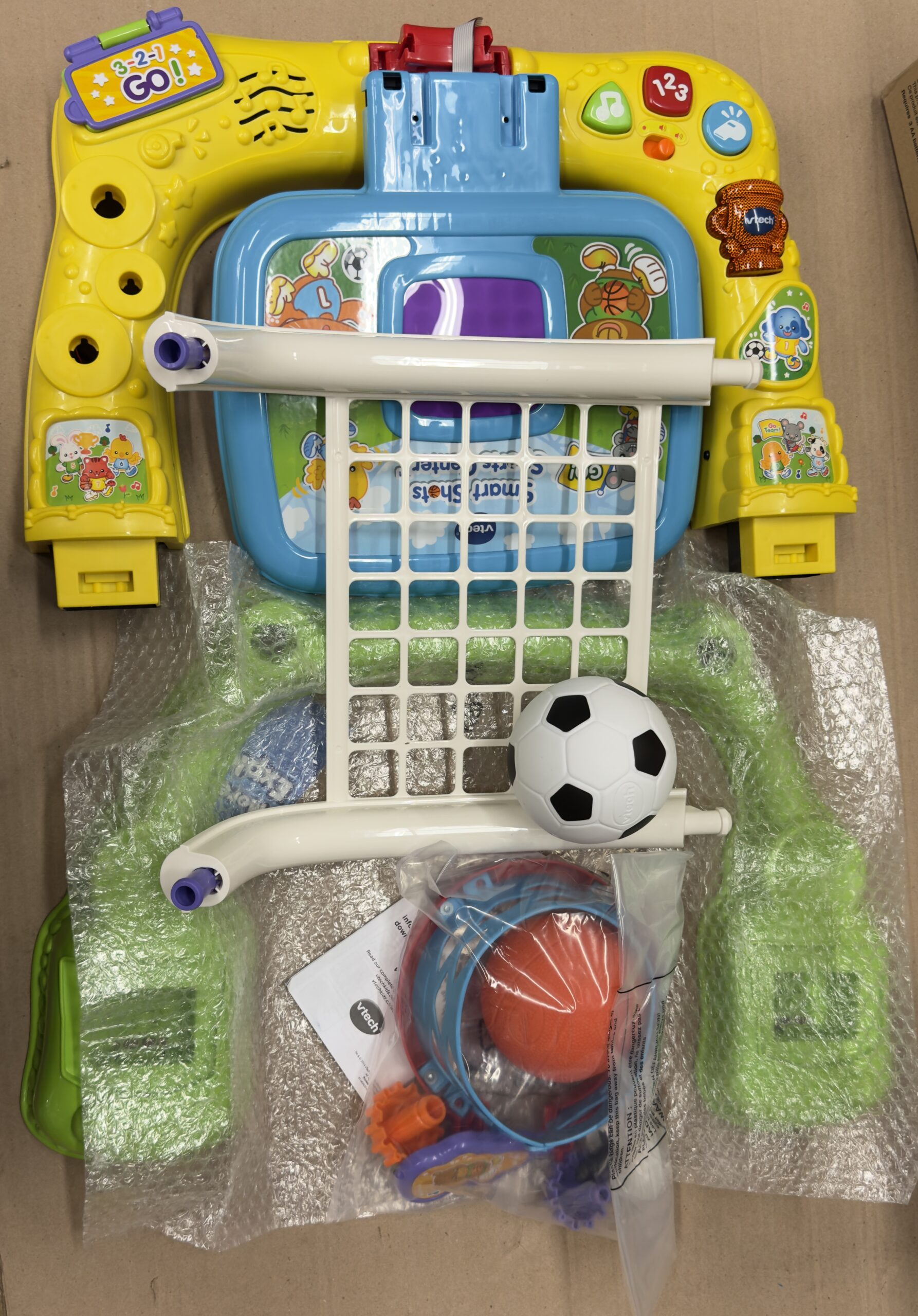 VTech smart shots sports center toy with interactive basketball hoop and soccer goal
