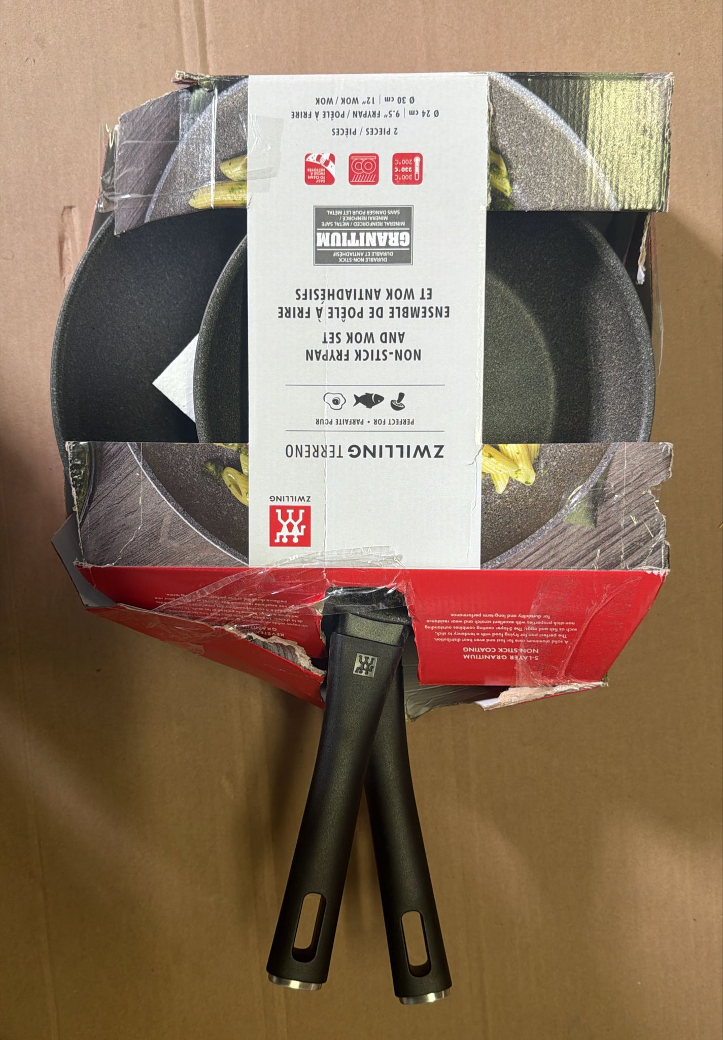 ZWILLING granite non stick frying pan and wok set perfect for all cooktops