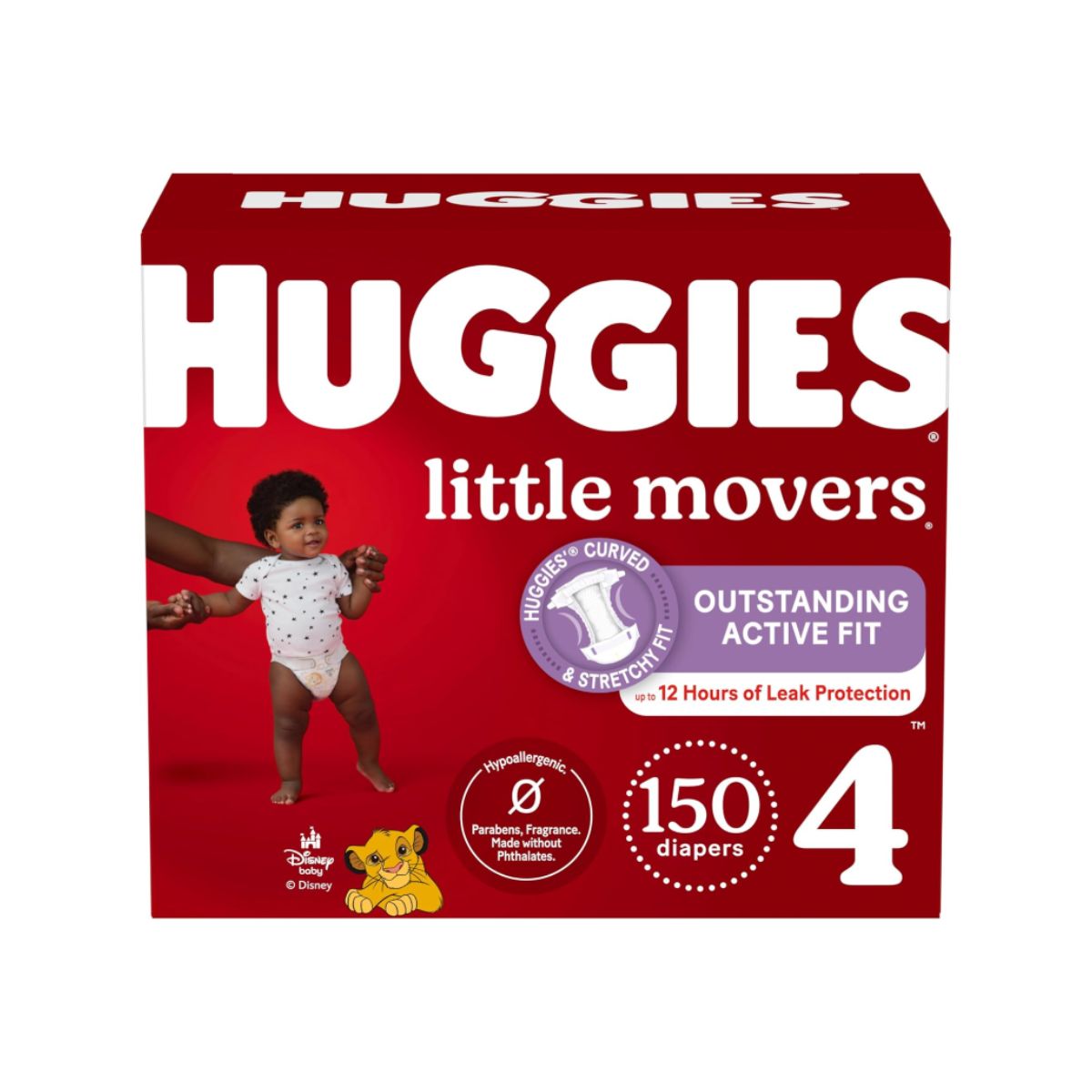 Size 4 Diapers - Huggies Little Movers 150 Count Huggies size 4 diapers in Little Movers design for active babies