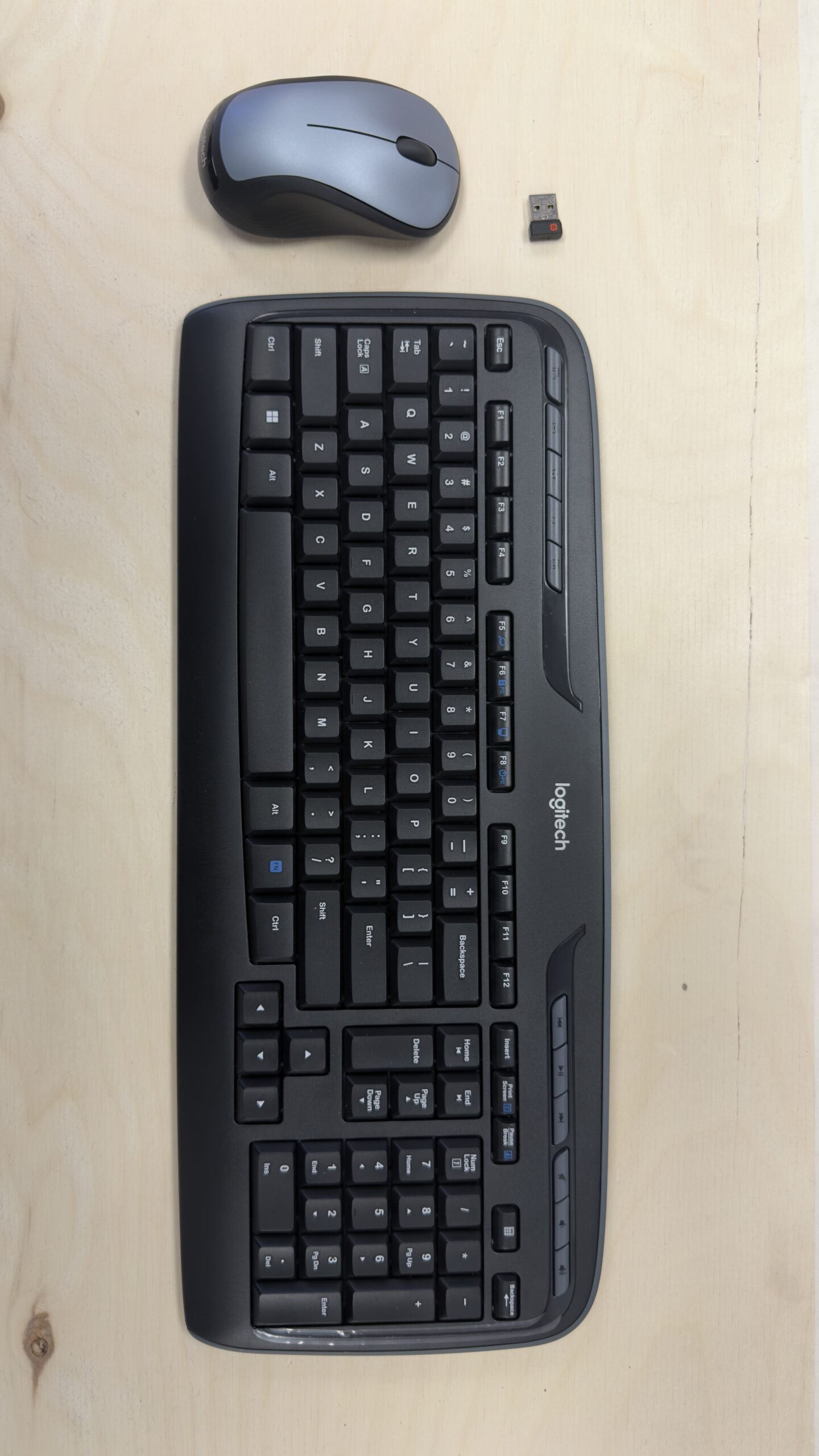 Logitech wireless keyboard and mouse combo in black and silver