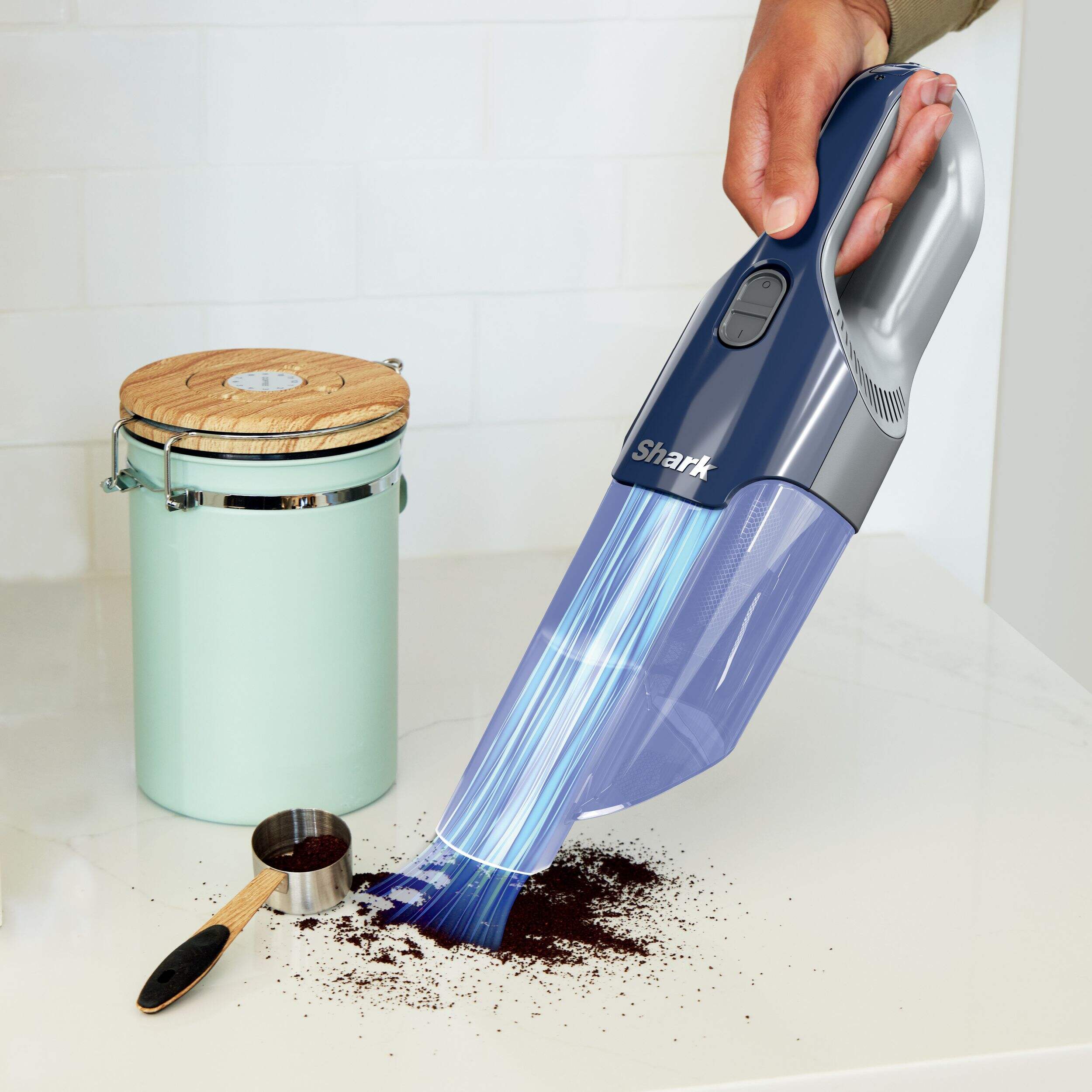 Shark cordless handheld vacuum in sleek black with HyperVelocity suction
