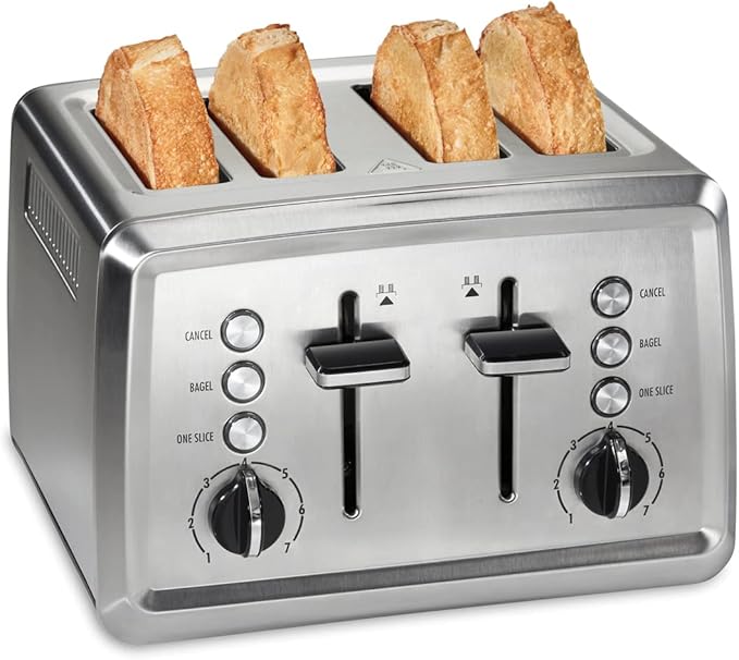 Modern stainless steel toaster in sleek silver finish