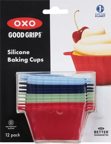 Oxo silicone baking cups in assorted colours with tabs