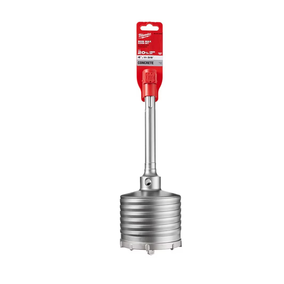 Milwaukee sds max core bit in silver finish for heavy-duty drilling