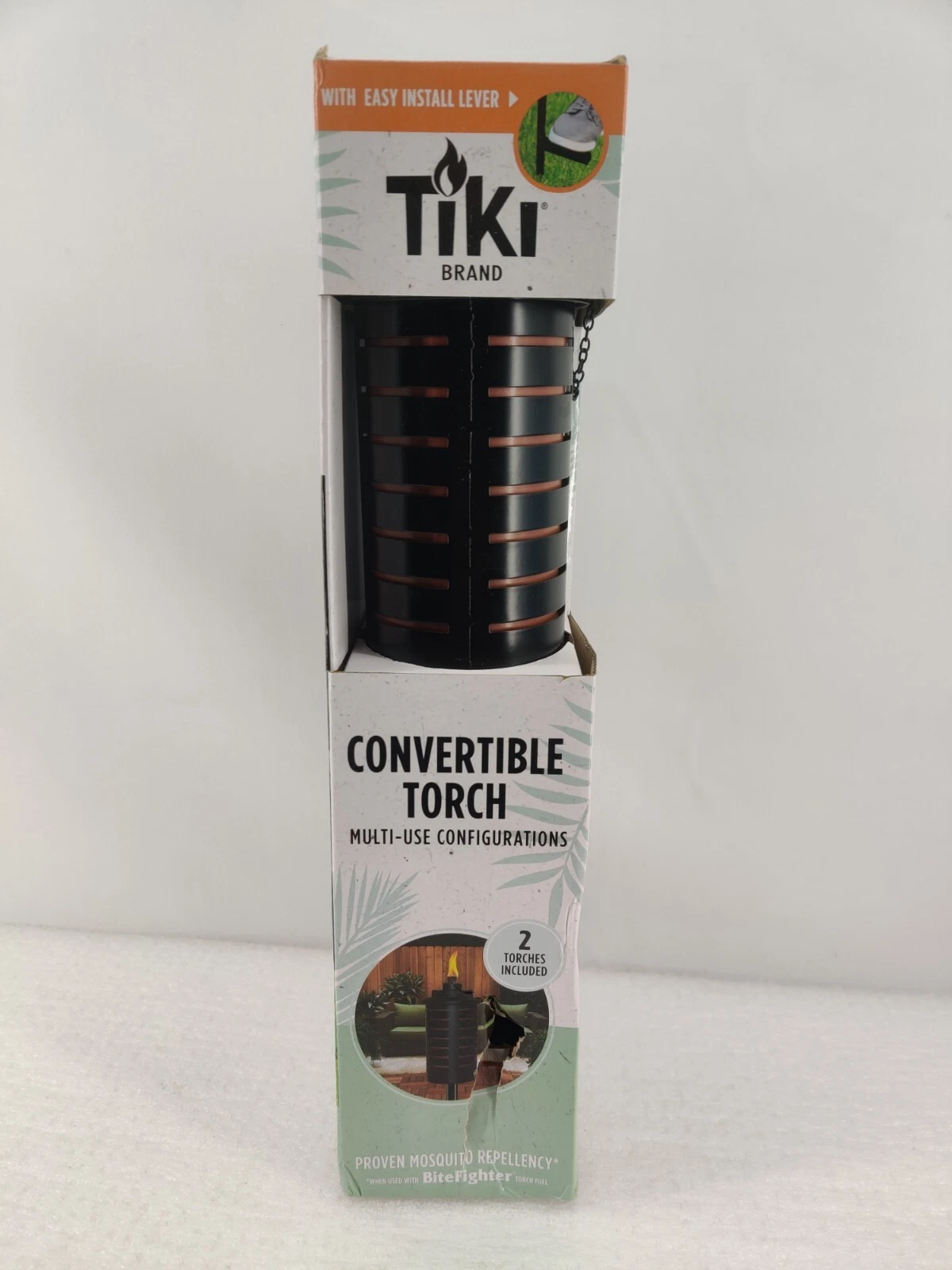 Tiki outdoor torches in black and orange metal finish