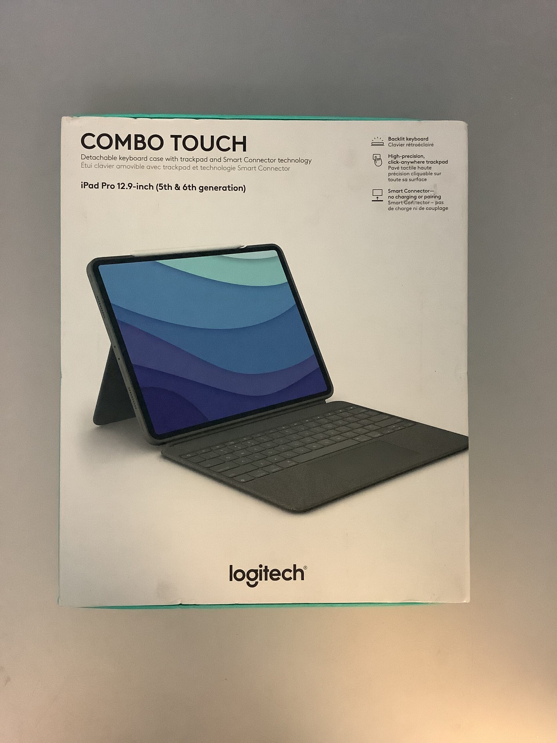 Logitech ipad pro keyboard case in oxford gray with backlit keys