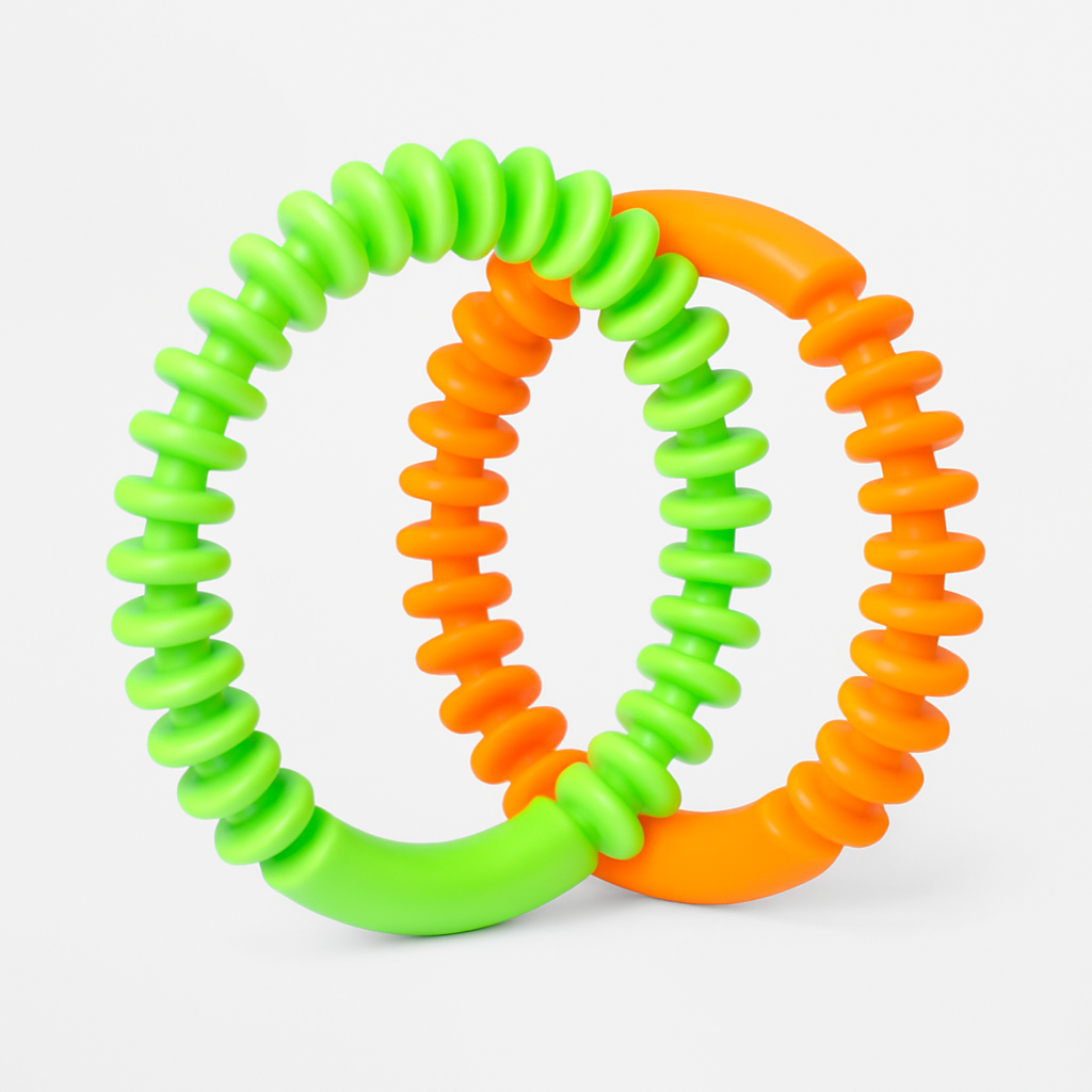 Brand diving rings set in green and orange colours