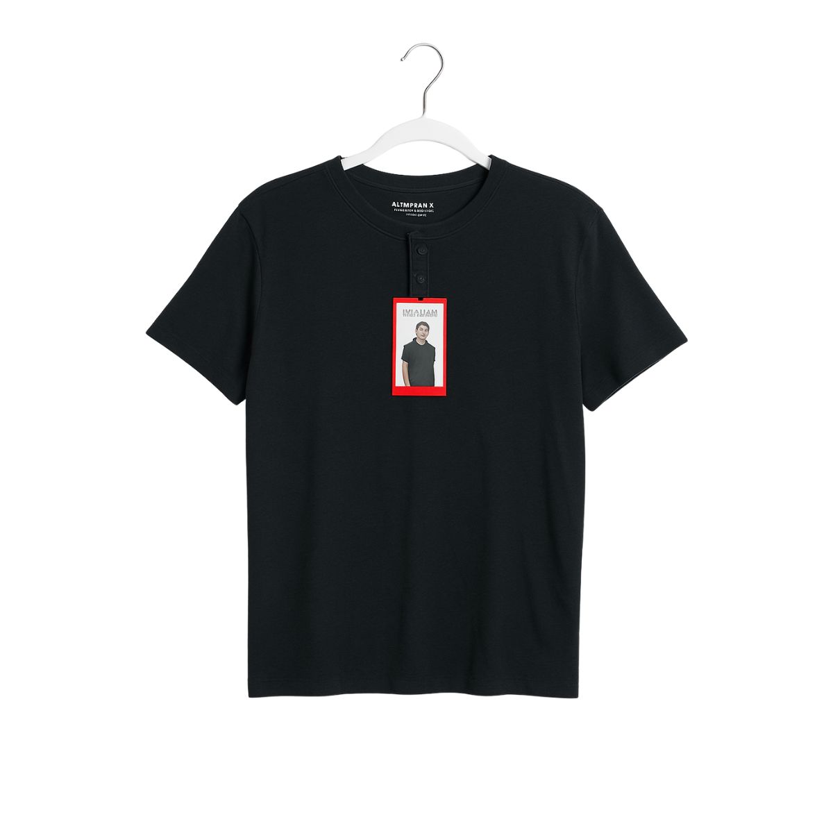 Kenneth premium henley shirt in black with classic multi-button placket