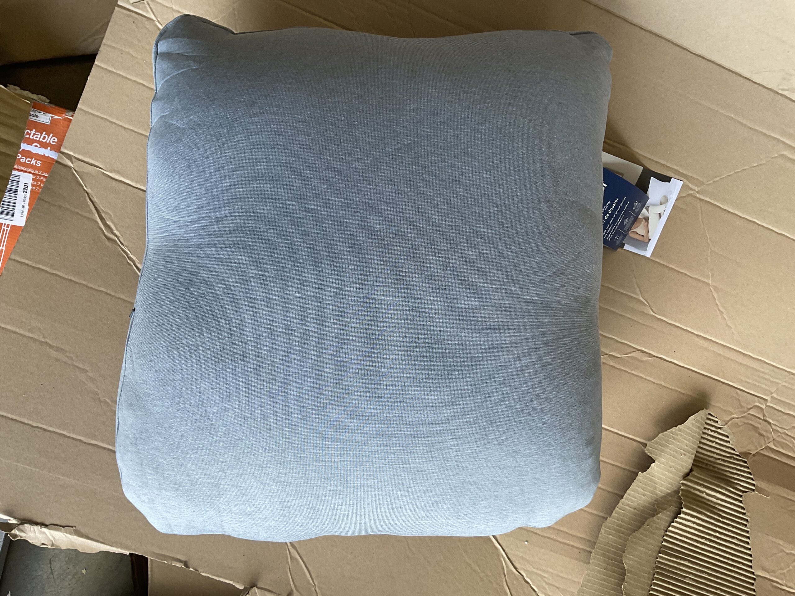 Casper backrest pillow in gray plush fabric