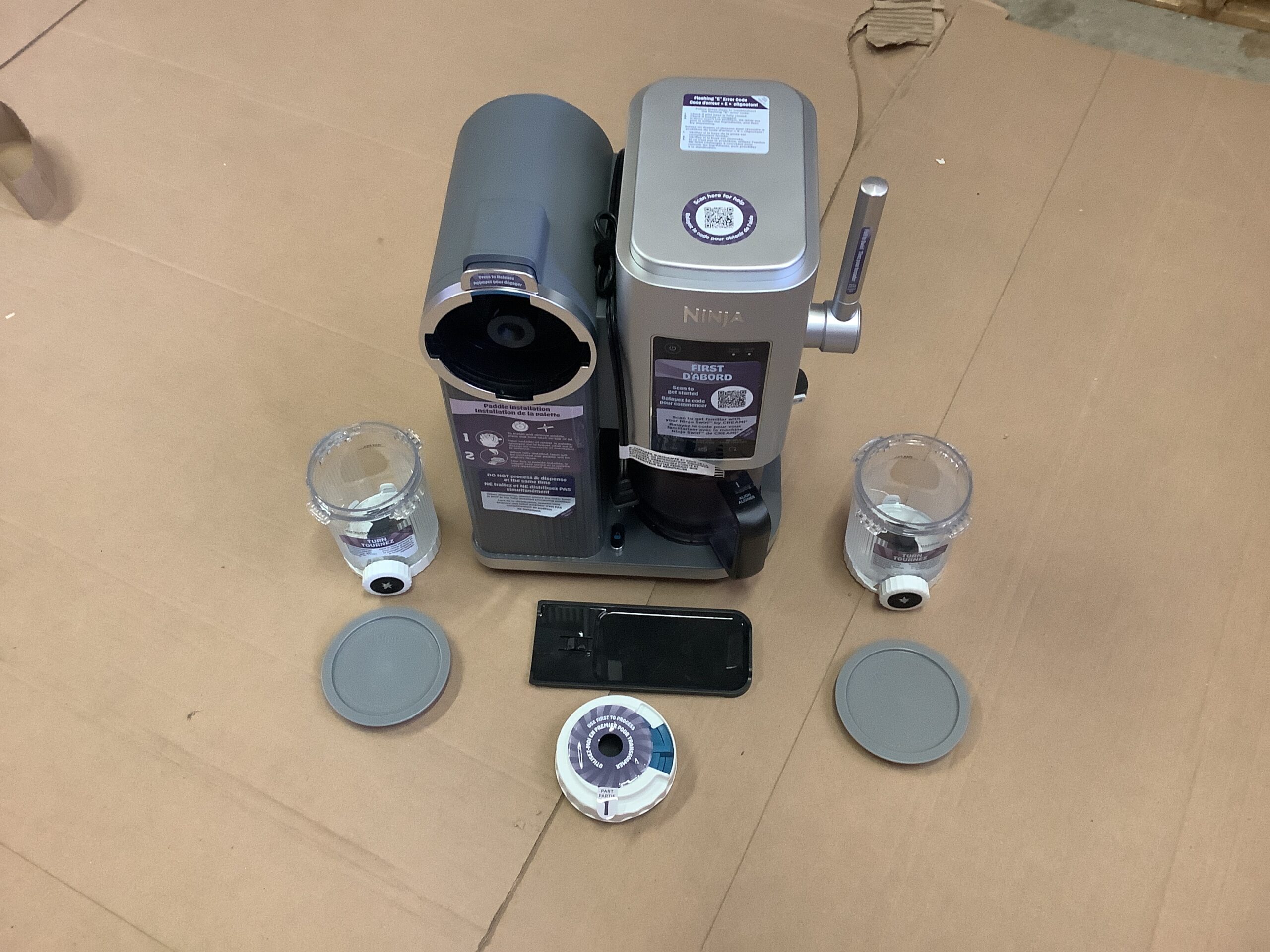 Ninja ice cream maker in sleek design with soft serve handle