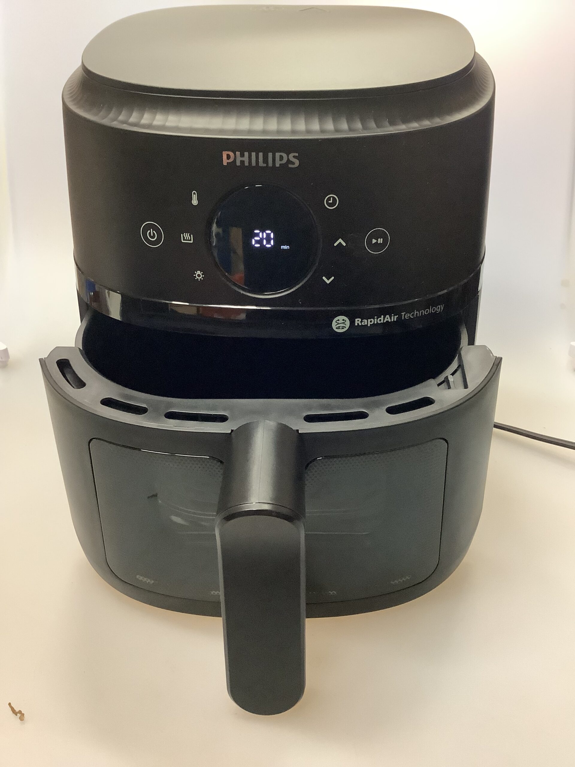 Philips air fryer in sleek black finish with touchscreen control
