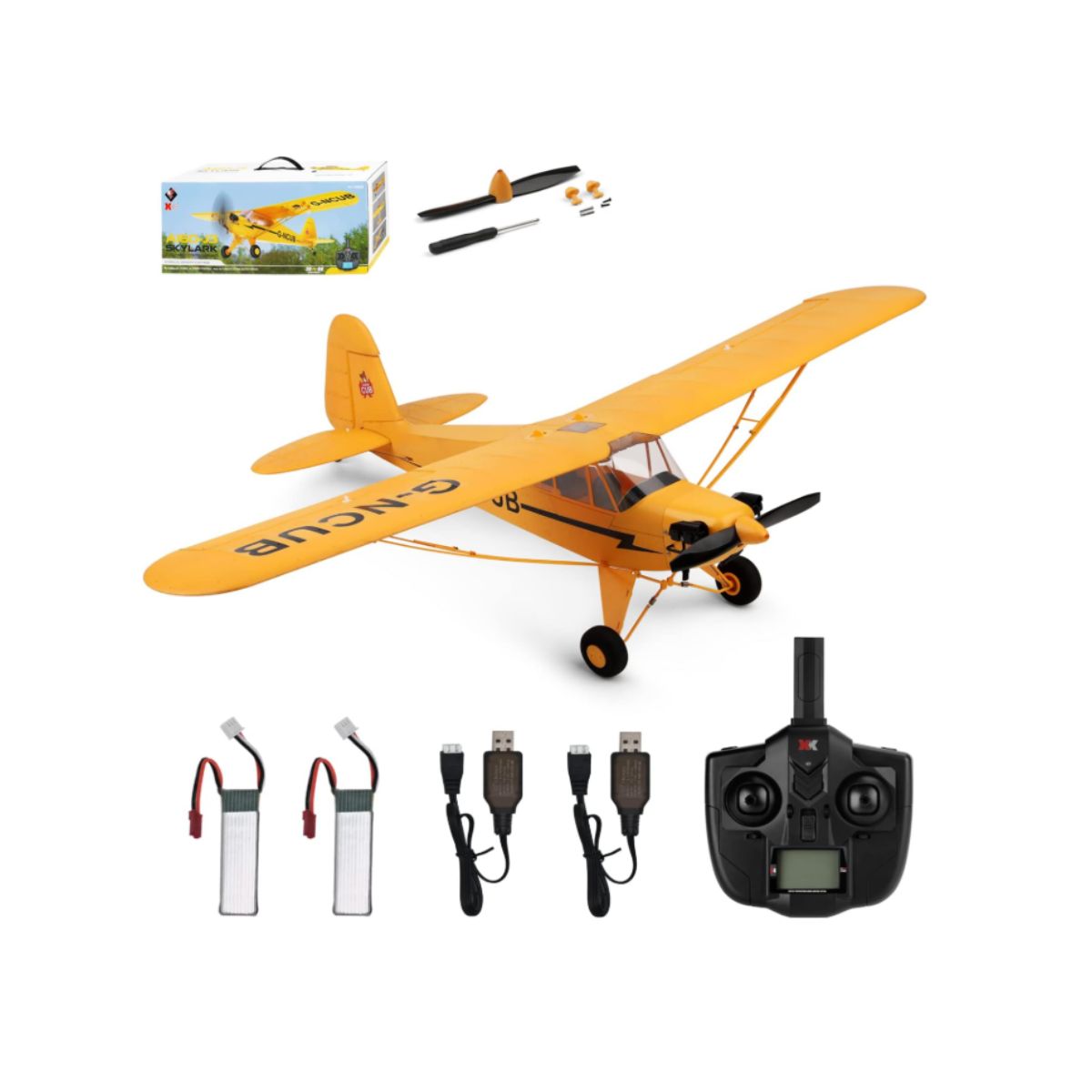 RC plane - Wltoys XK A160 J3 Skylark Ckyschn rc plane in sleek white and orange design