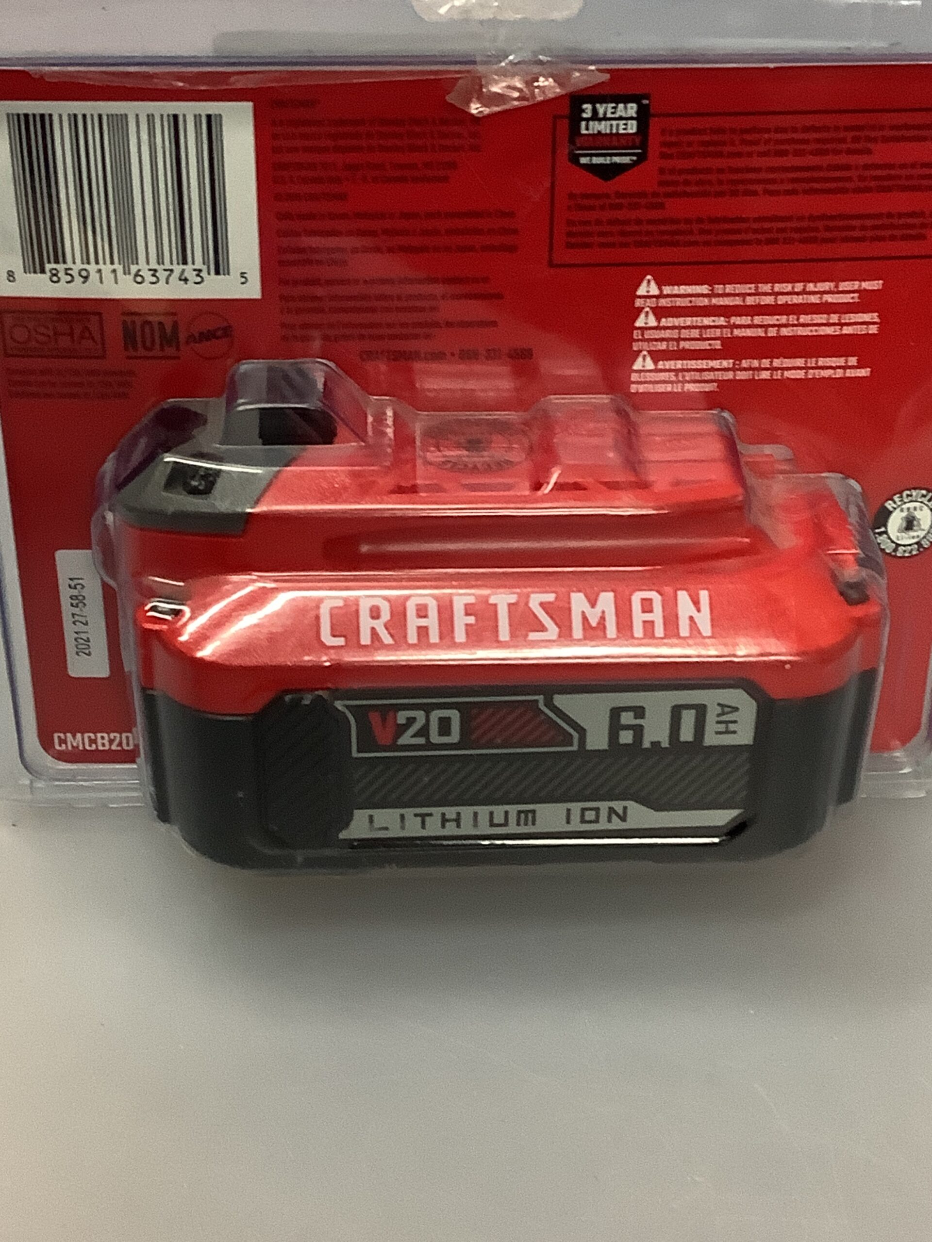 Craftsman 20 volt lithium battery in black professional design