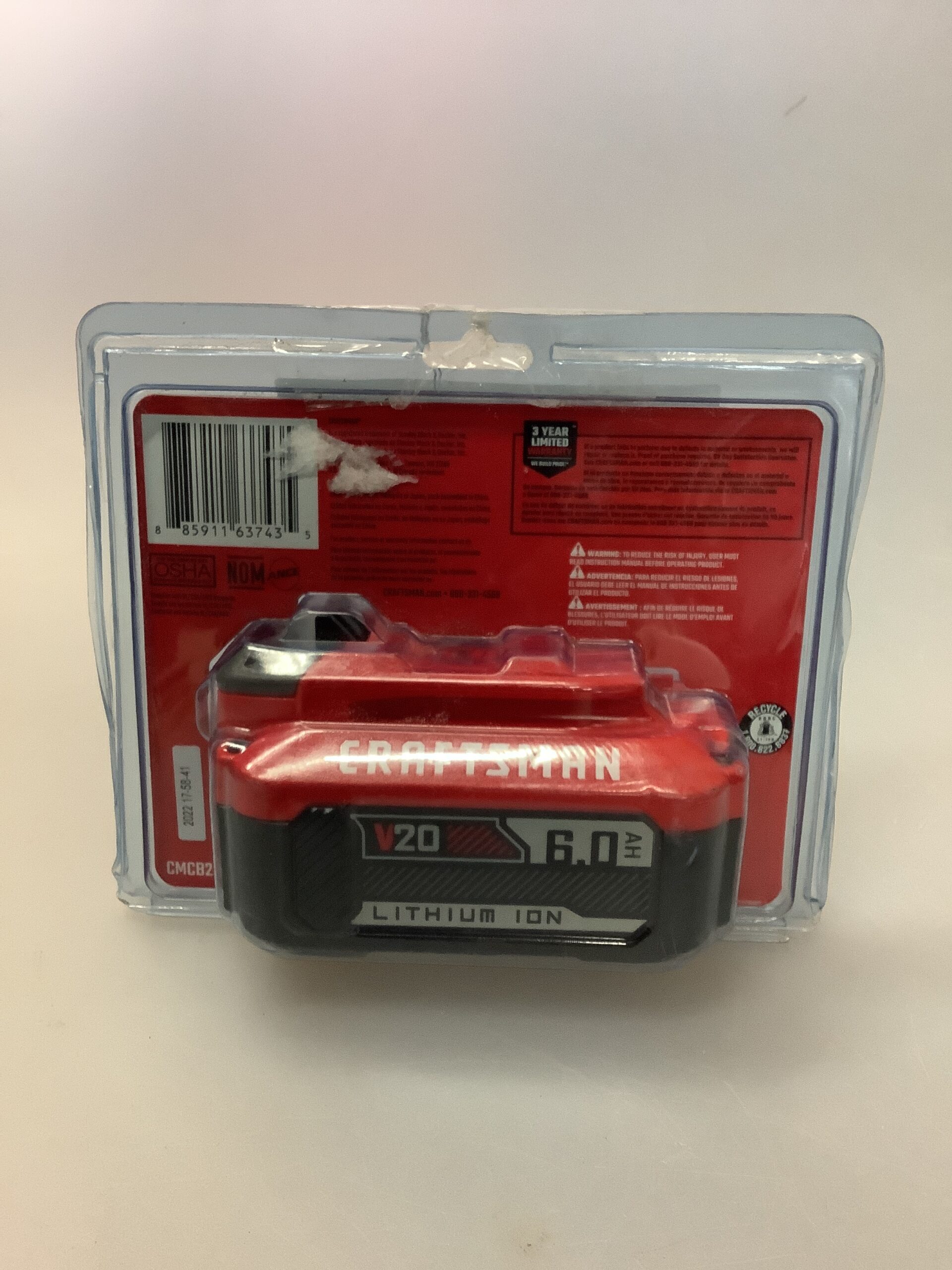 Craftsman 20 volt lithium battery in black professional design