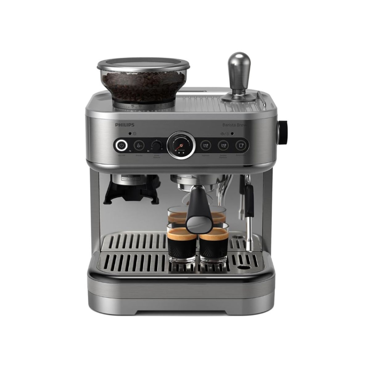 Semi Automatic Espresso Machine - Philips Metal Silver Philips semi automatic espresso machine in metal silver finish