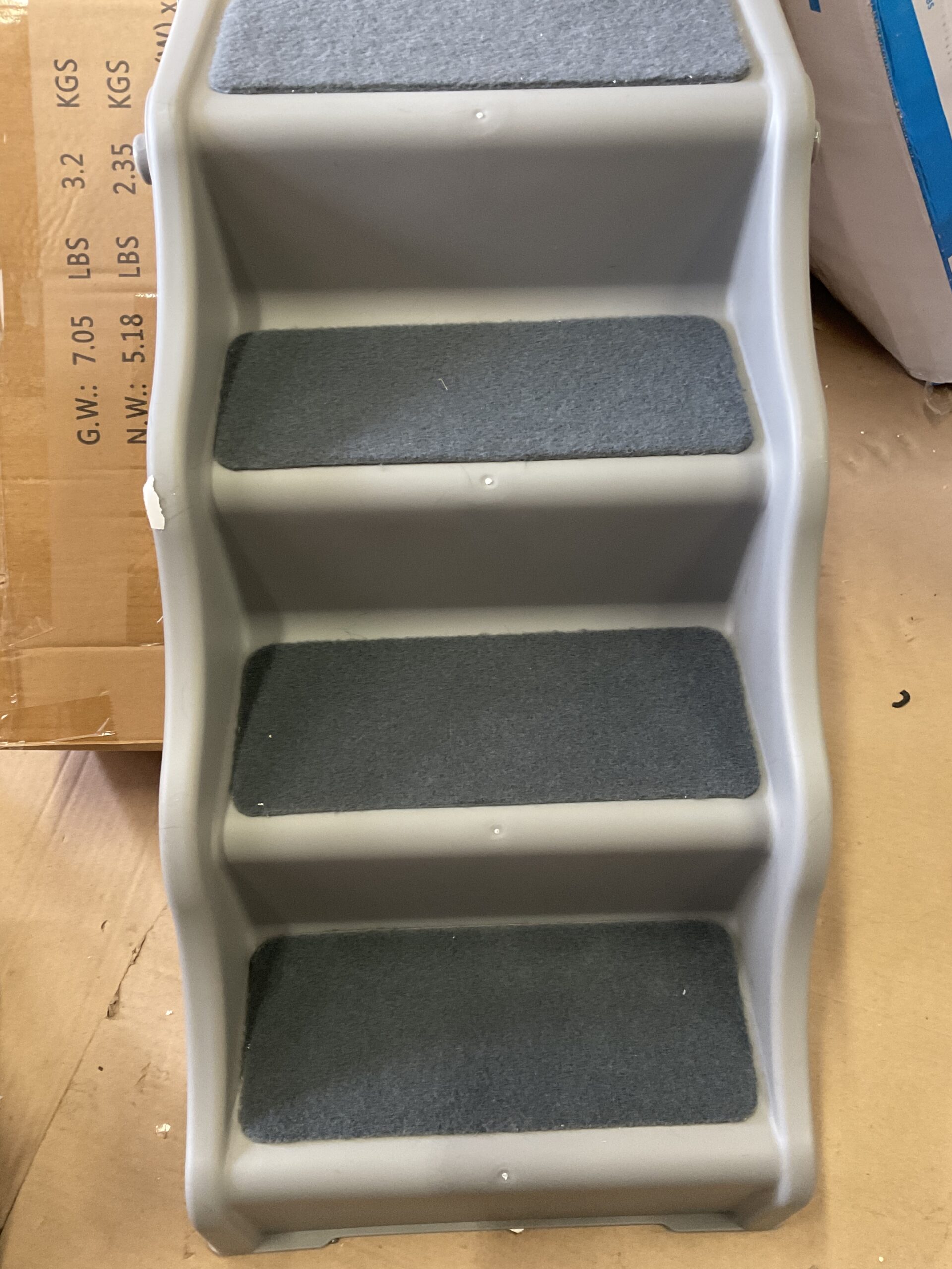 Amazon Basics foldable pet stairs in grey with non-slip steps