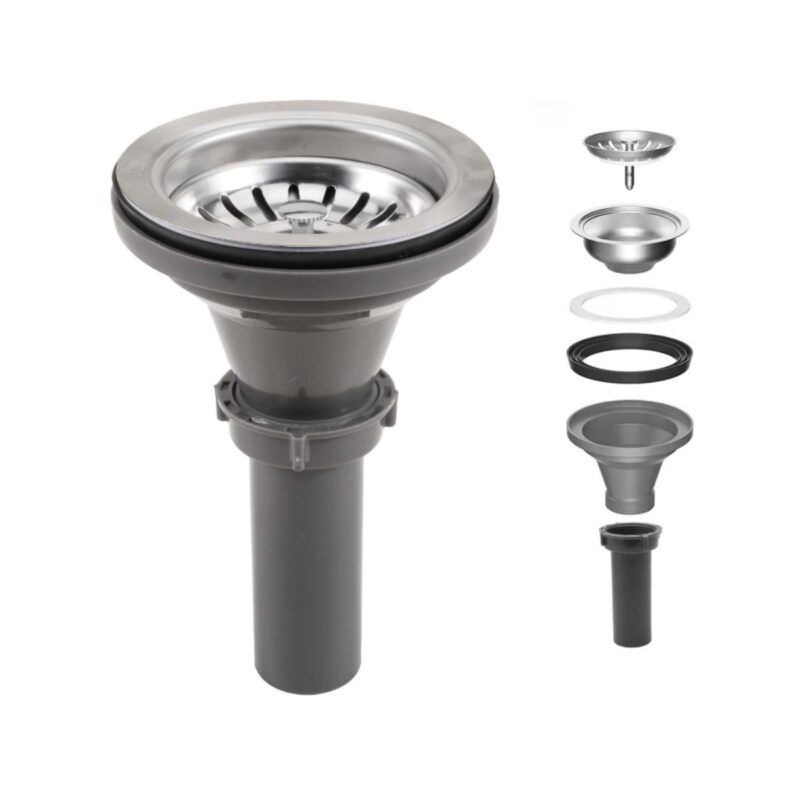 Qruilantu kitchen sink drain assembly in stainless steel finish