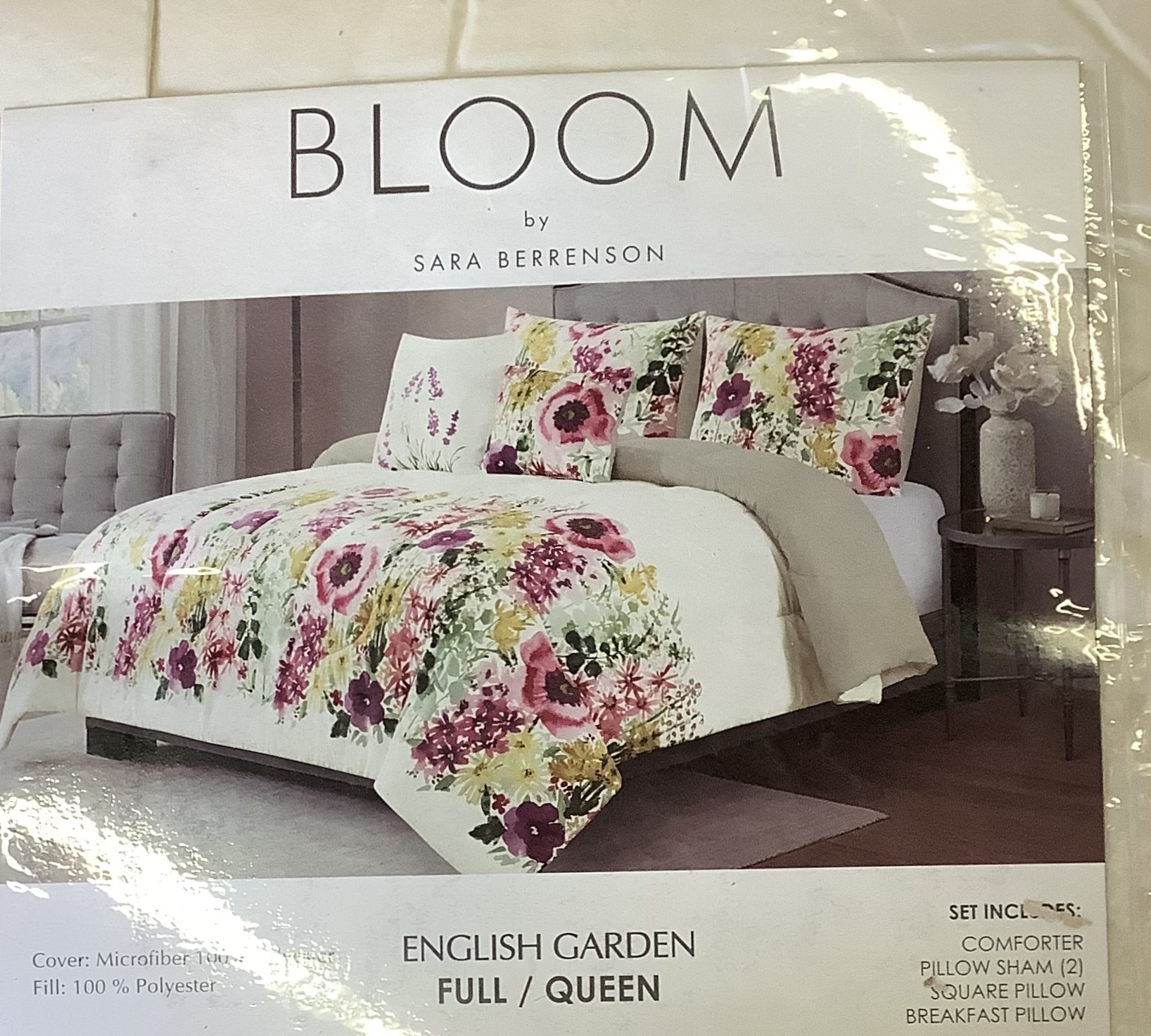 Bloom english garden comforter in white floral design