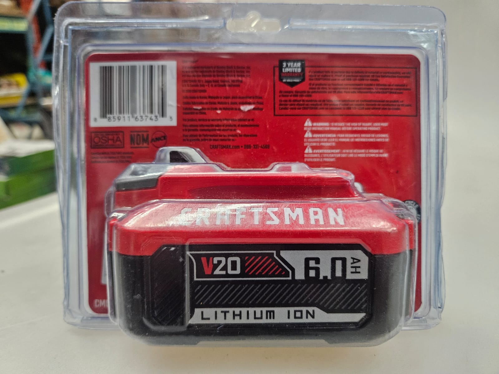 Craftsman lithium ion battery in professional product photography style