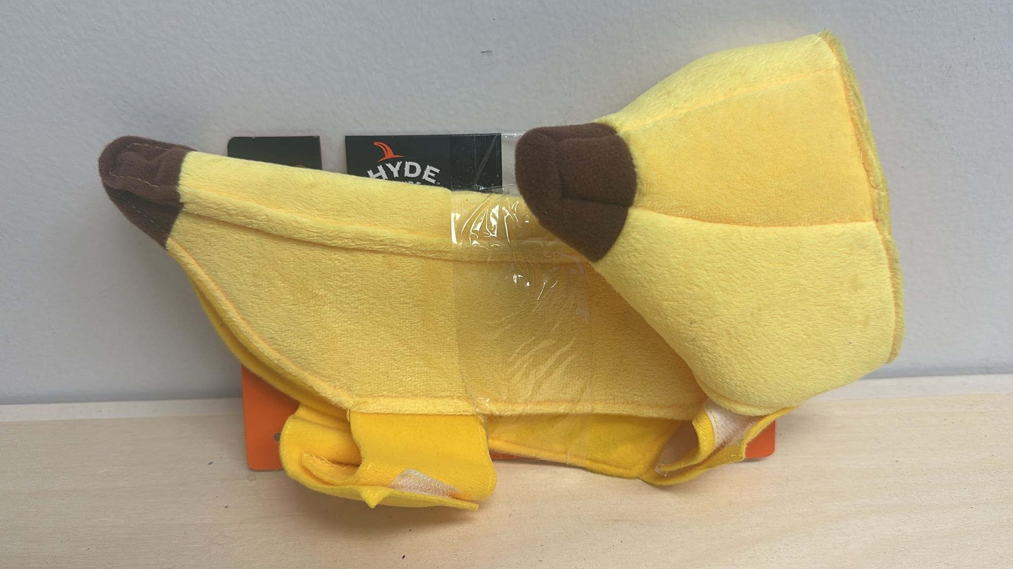 Halloween full body banana costume for pets in bright yellow