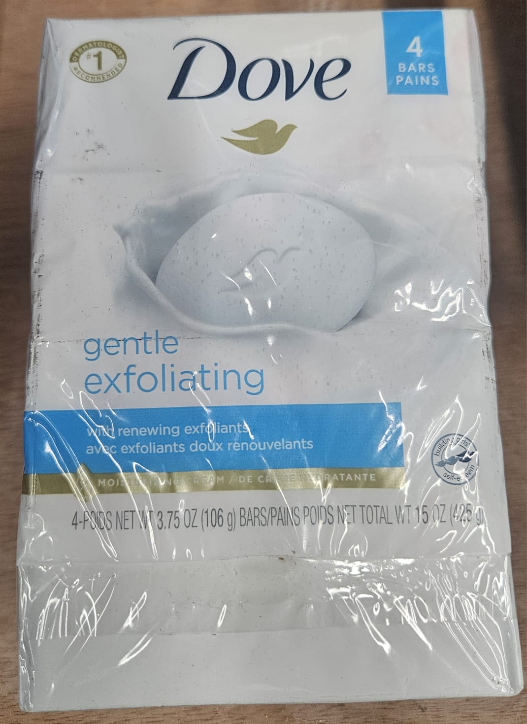 Dove bar soap in white with gentle exfoliating beads