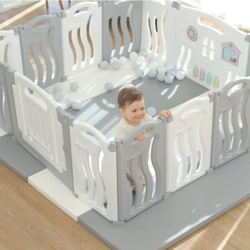 Gupamiga foldable baby playpen in ocean theme with drawing board