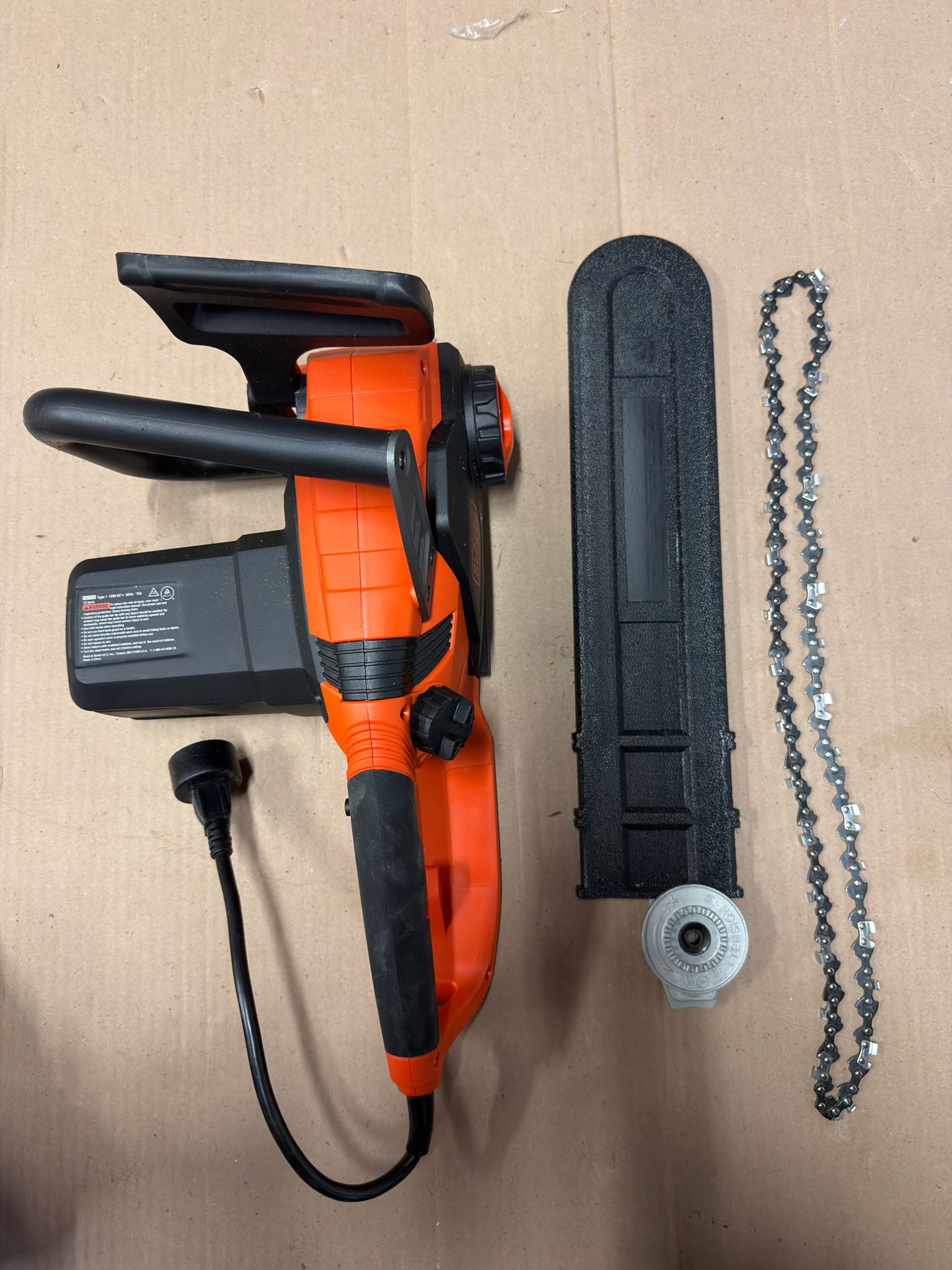 BLACK+DECKER corded chainsaw in 18-inch size for efficient cutting