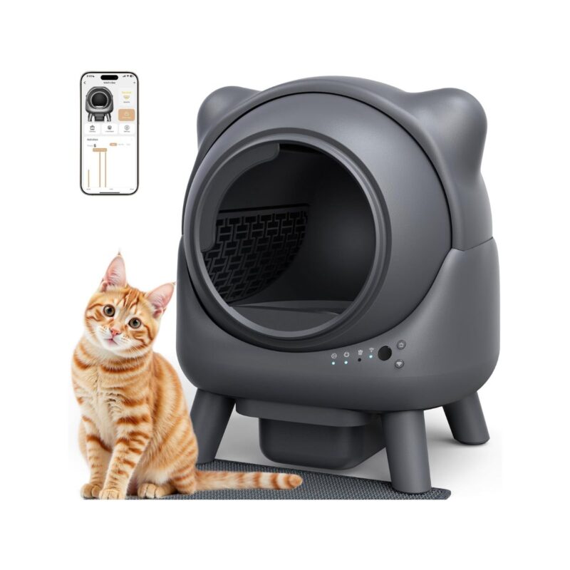 self cleaning litter box in modern design with safety sensors