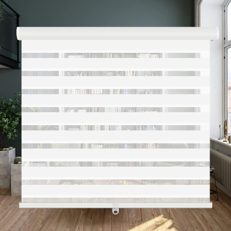 LUCKUP cordless zebra blinds with dual layer roller shades in white