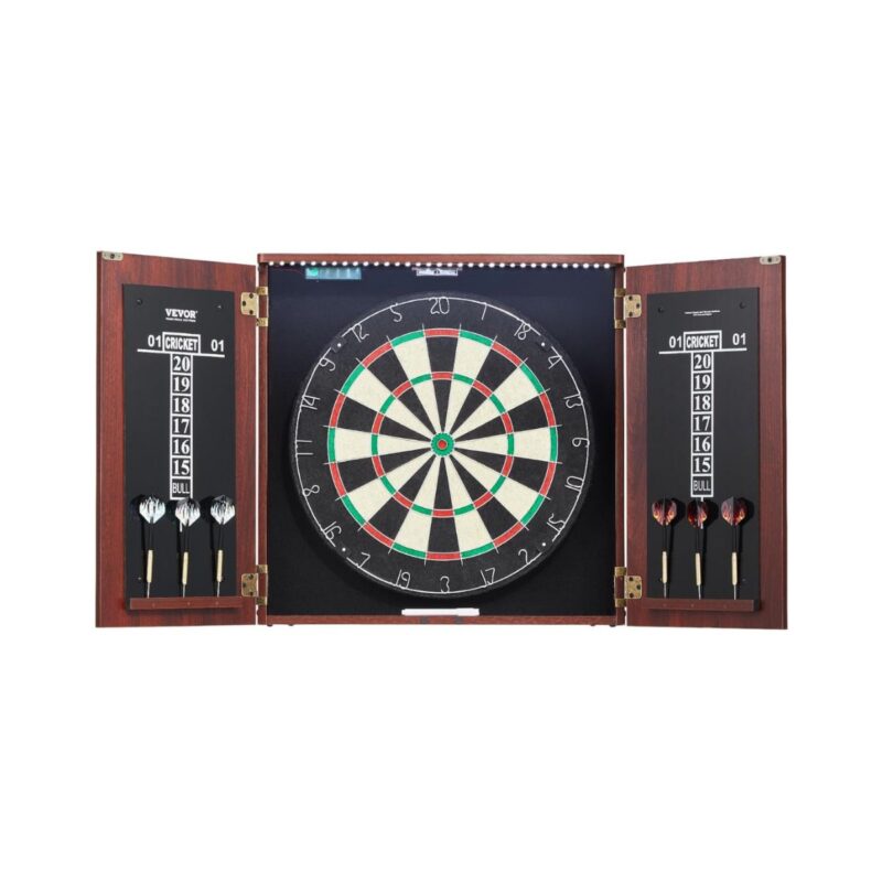 VEVOR dartboard cabinet set with LED light and steel tip darts