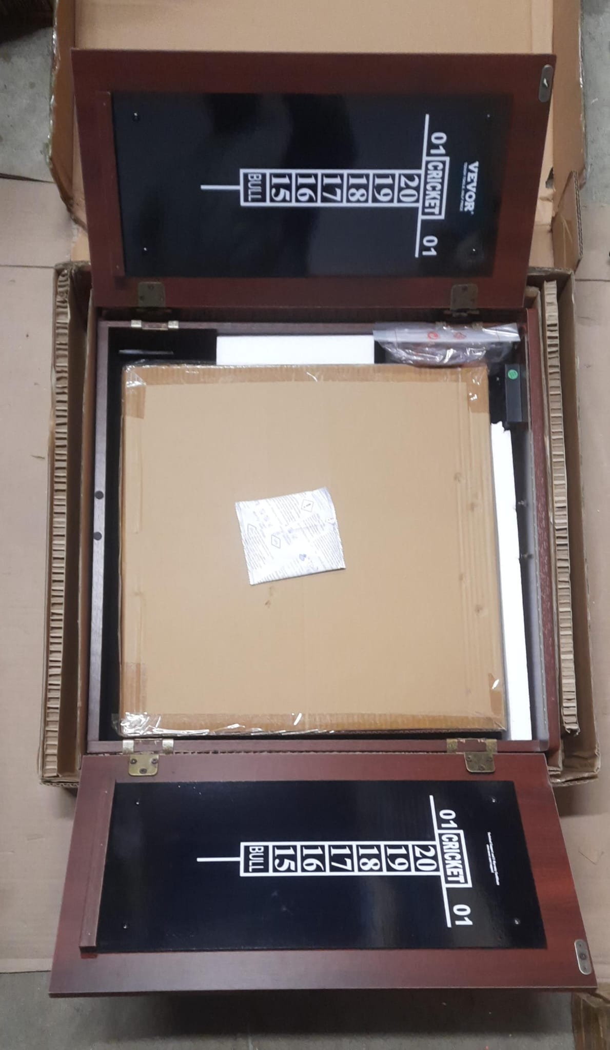 VEVOR dartboard cabinet set with LED light and steel tip darts