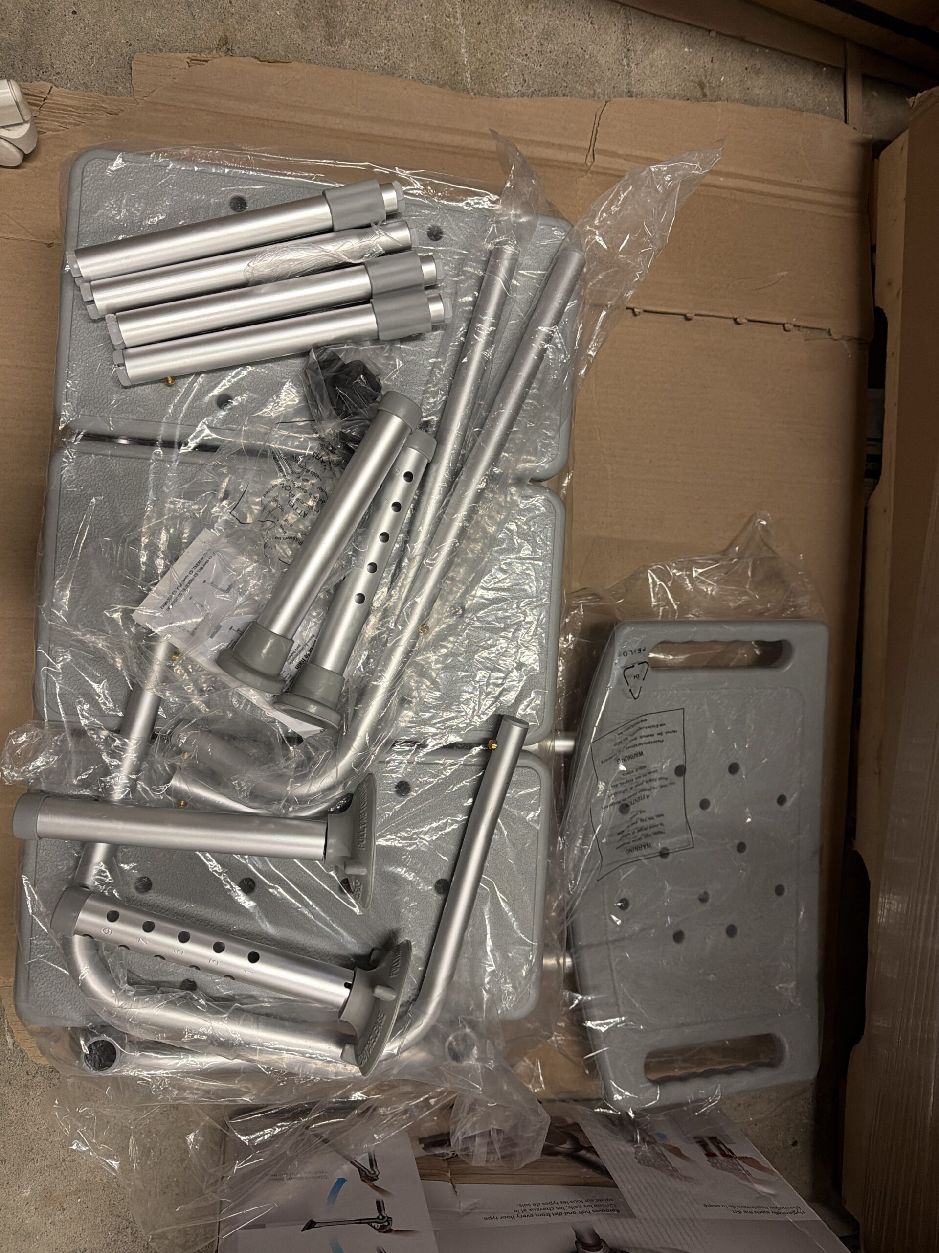 Medline transfer bench with back in gray for safe bathing and support