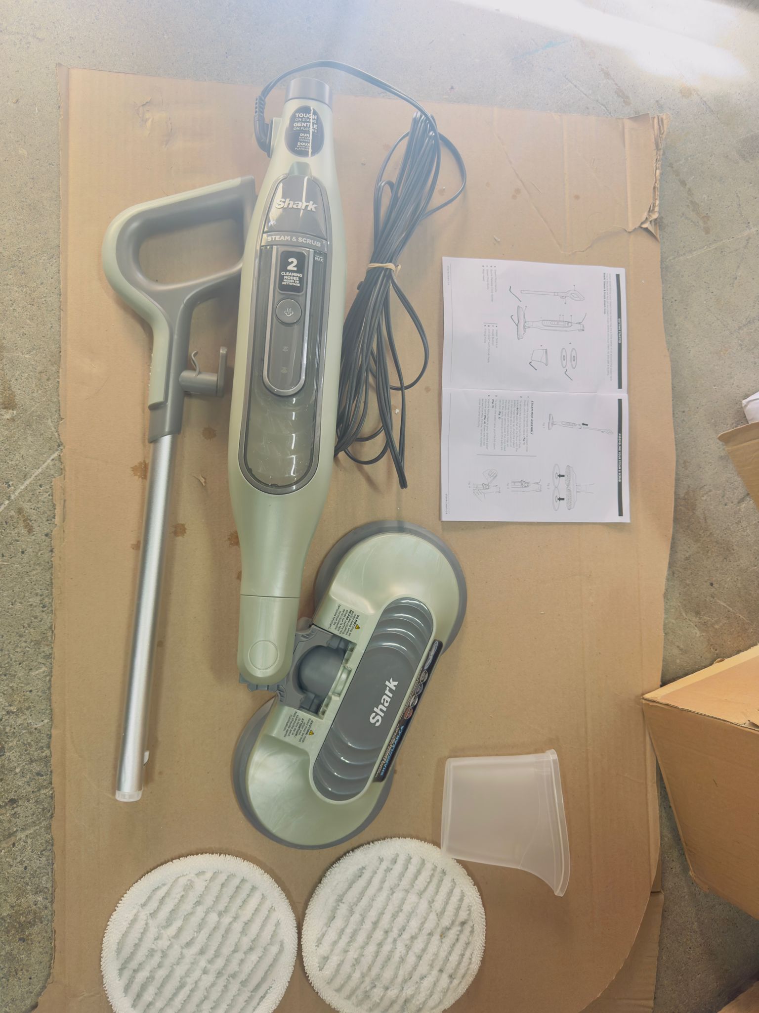 Shark steam scrub mop in white and blue design