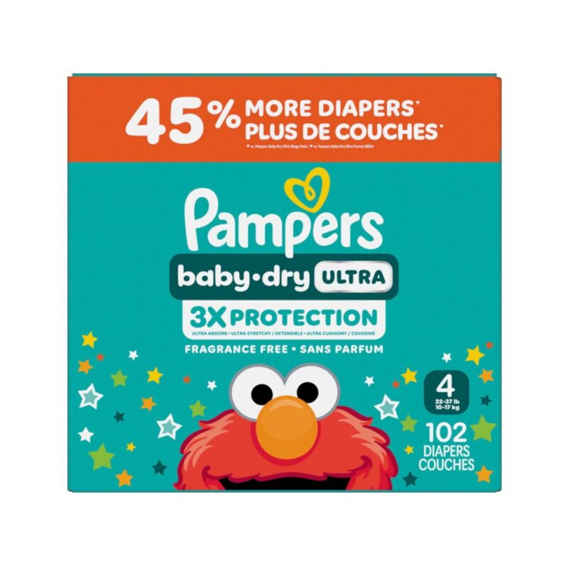 Pampers baby dry ultra diapers size 4 pack with 102 count disposable diapers