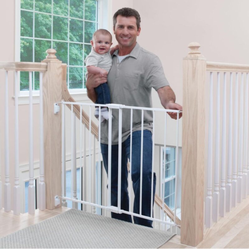 Safety 1st expanding metal gate in white with adjustable width for home safety