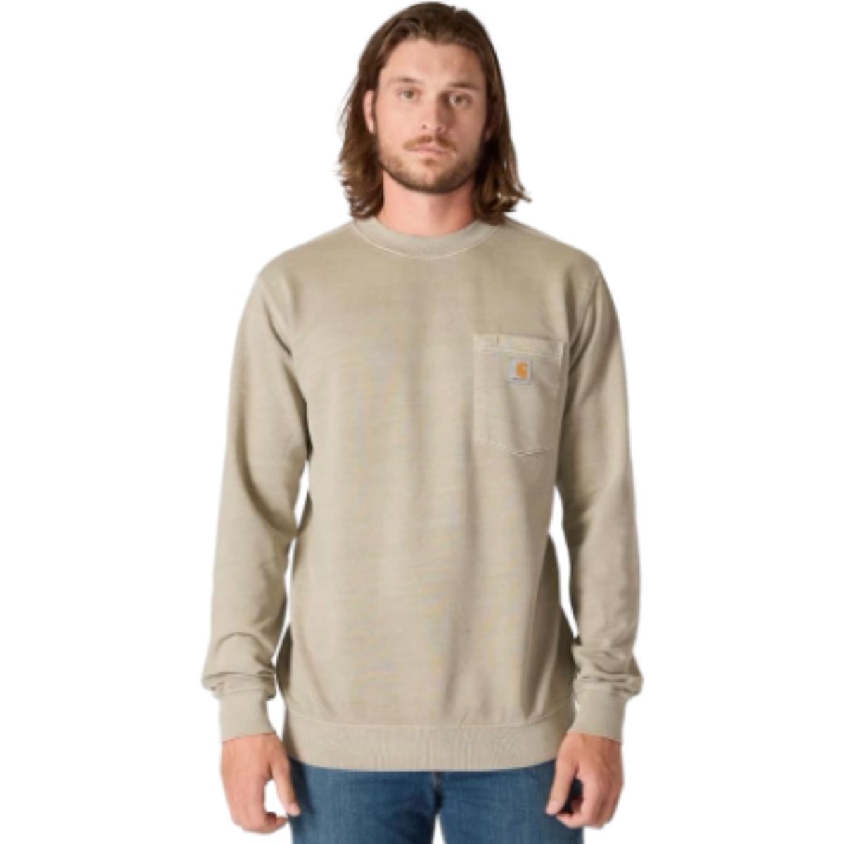 Relaxed Fit Midweight Sweatshirt - Carhartt Greige Large Carhartt relaxed fit midweight sweatshirt in greige colour with crewneck and pocket