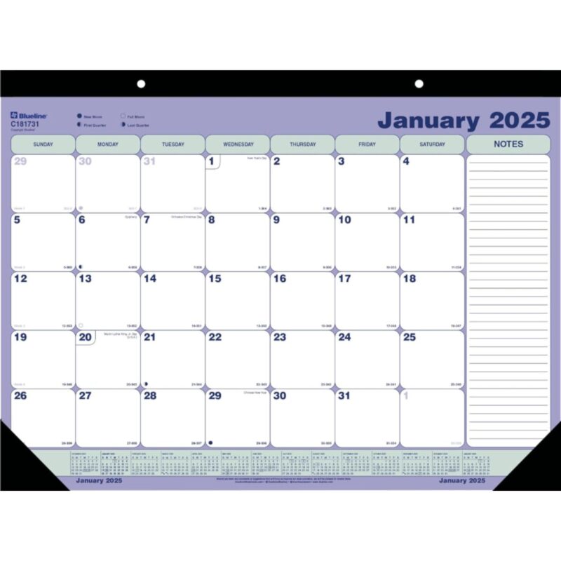 Blueline monthly desk pad calendar in 2025 edition for easy scheduling