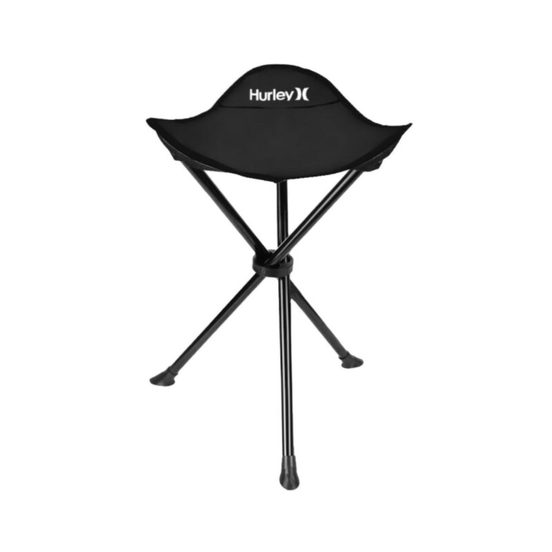 Hurley portable folding camping stool backless travel chair in black
