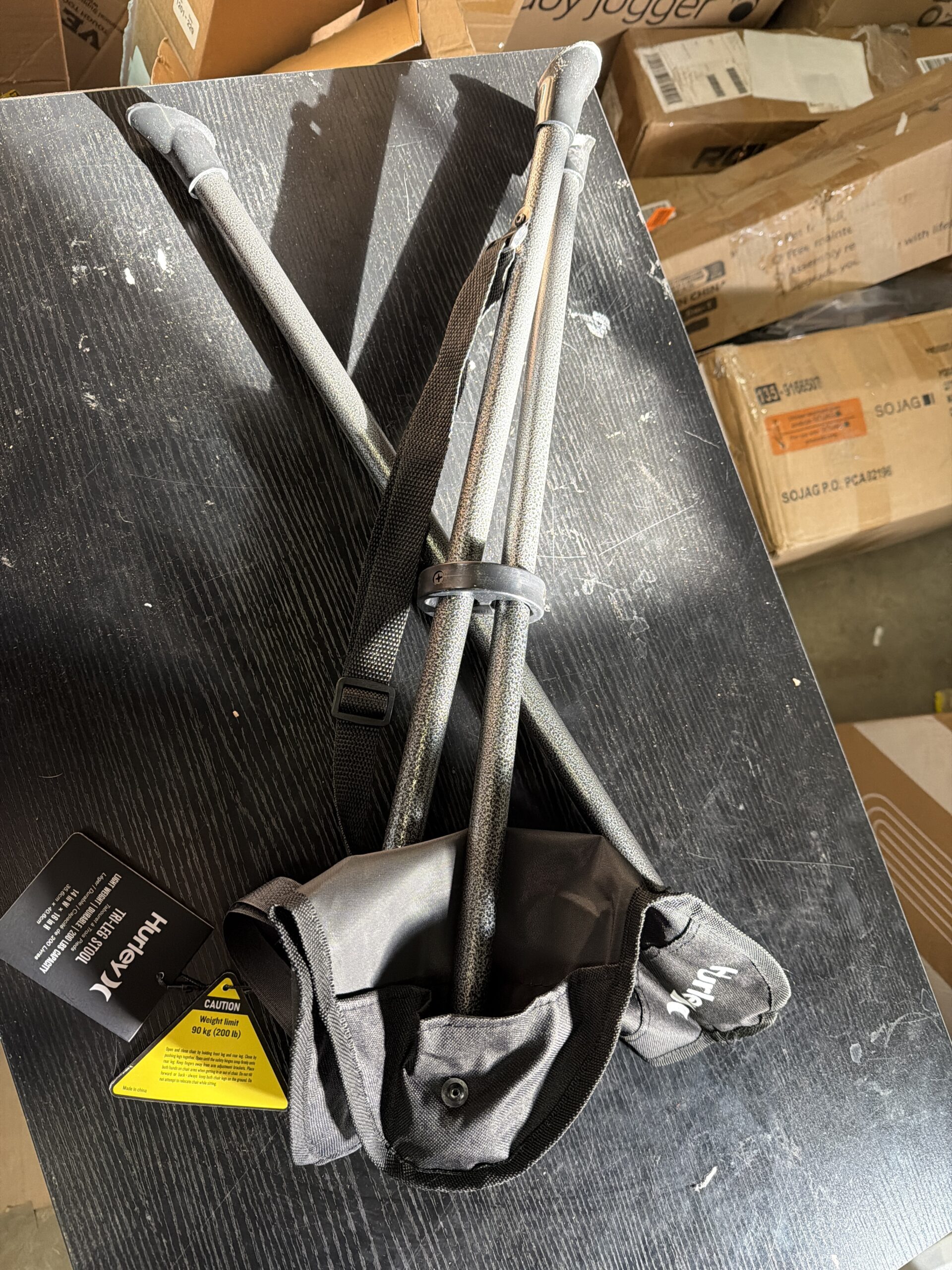 Hurley portable folding camping stool backless travel chair in black