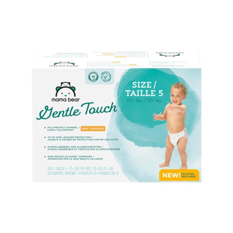 Mama Bear gentle touch diapers size 5 pack showing 132 count