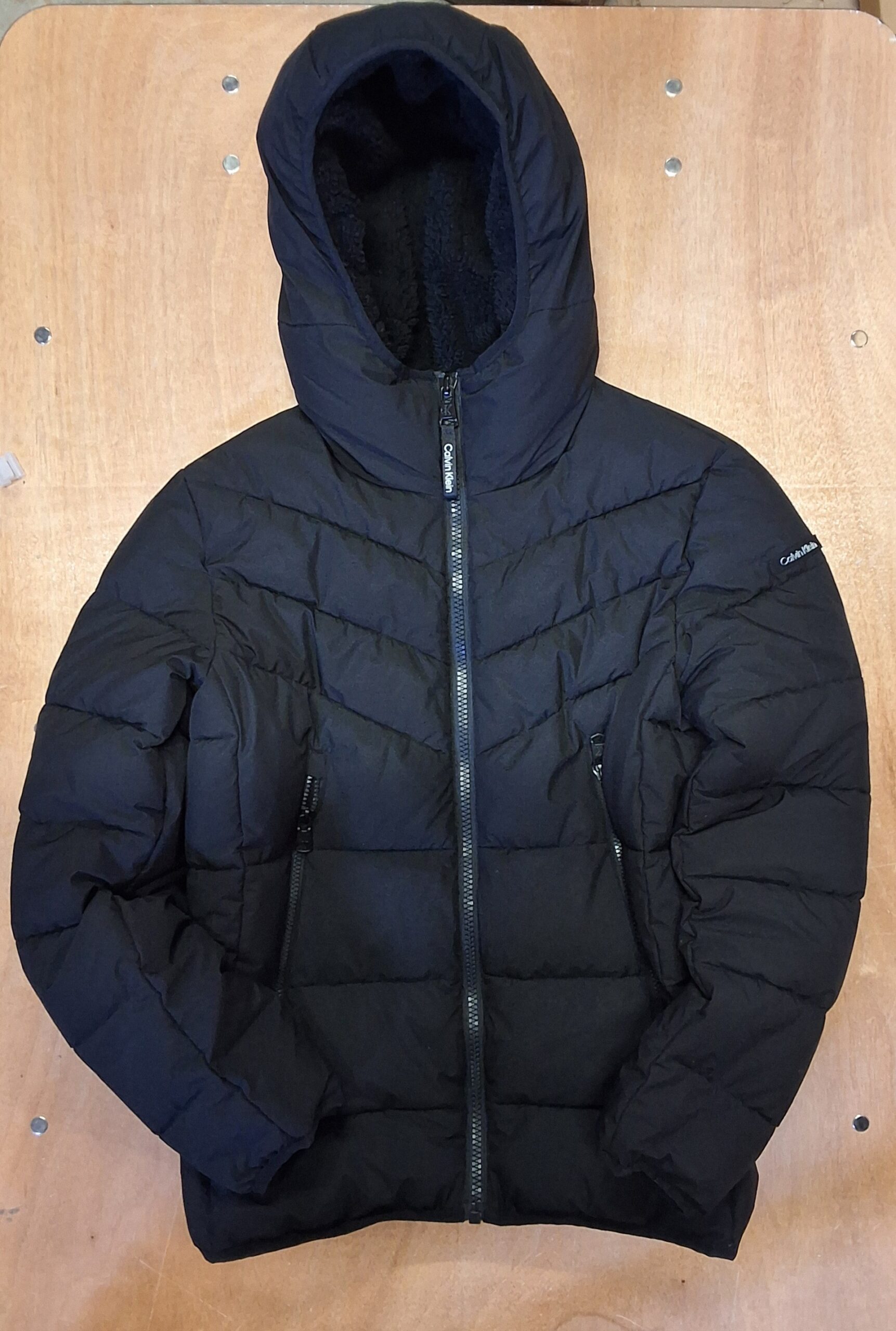 Calvin Klein sherpa lined puffer jacket in black with quilted design