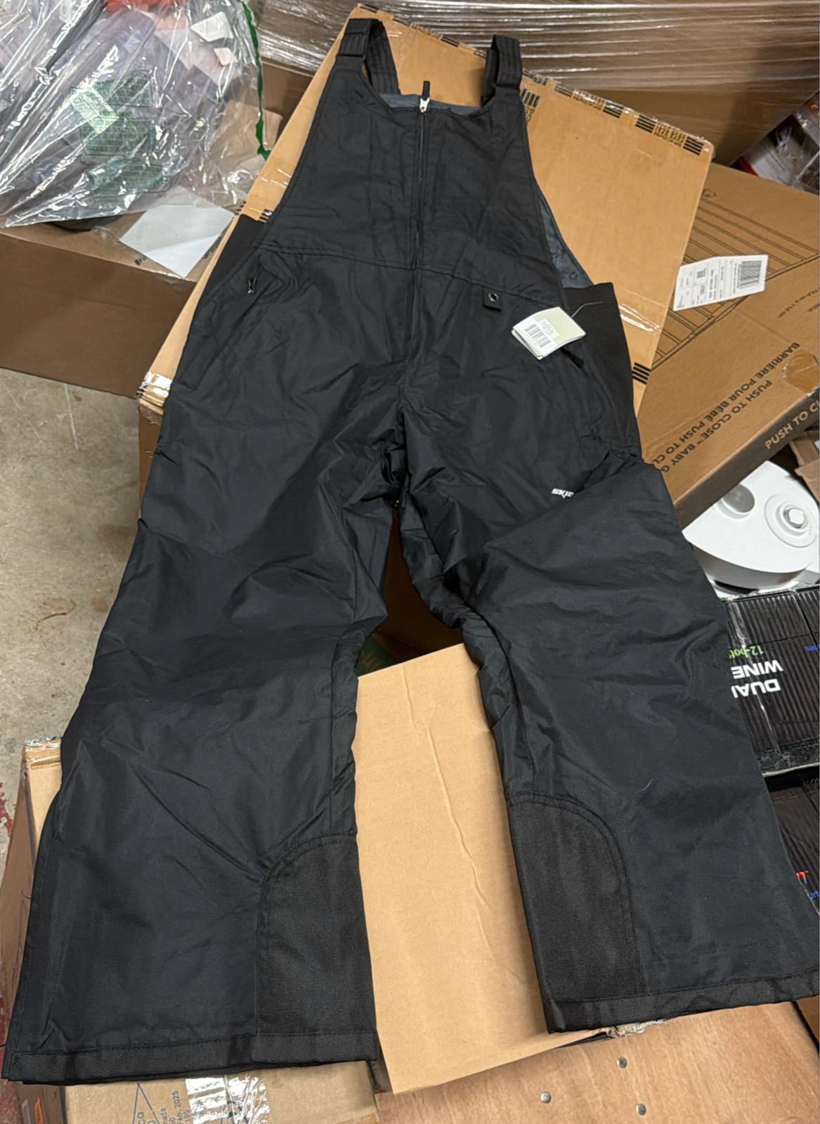 SkiGear insulated bib overalls in black with adjustable suspenders