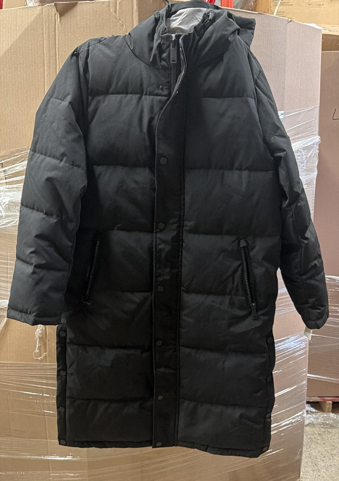 DKNY arctic cloth hooded parka in black finish
