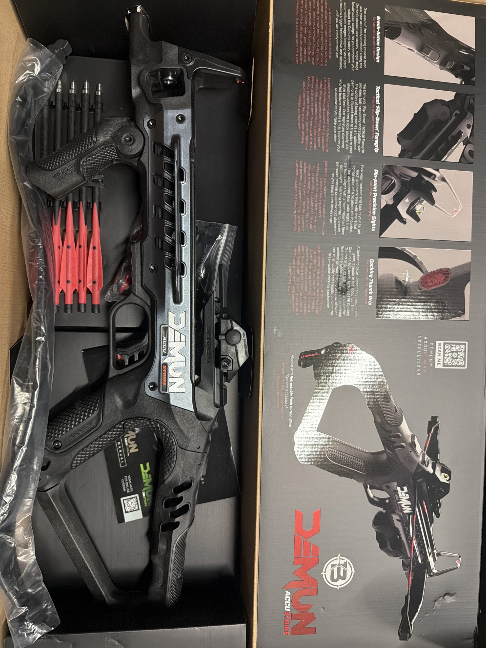 Barnett mini crossbow pistol in compact design with flip down foregrip