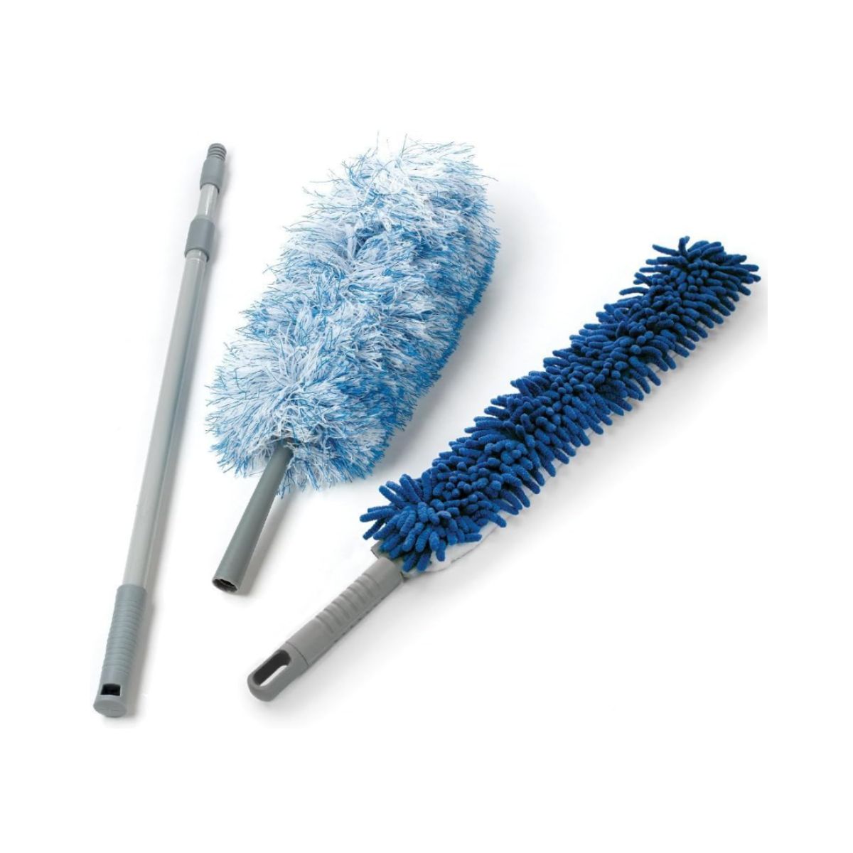 Dual Action Microfiber Duster - O-Cedar Telescopic Handle O-Cedar dual action microfiber duster in white and grey with telescopic handle