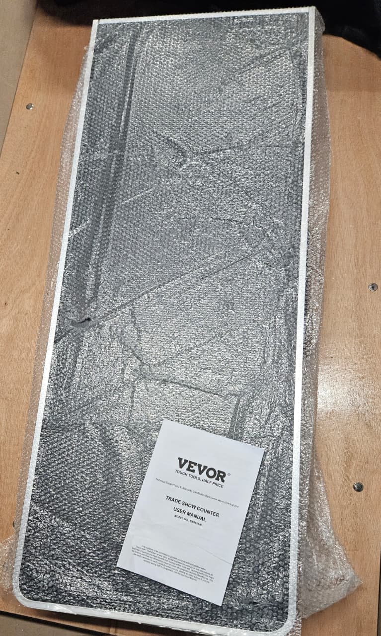 VEVOR portable tradeshow podium table with storage rack and carrying bag