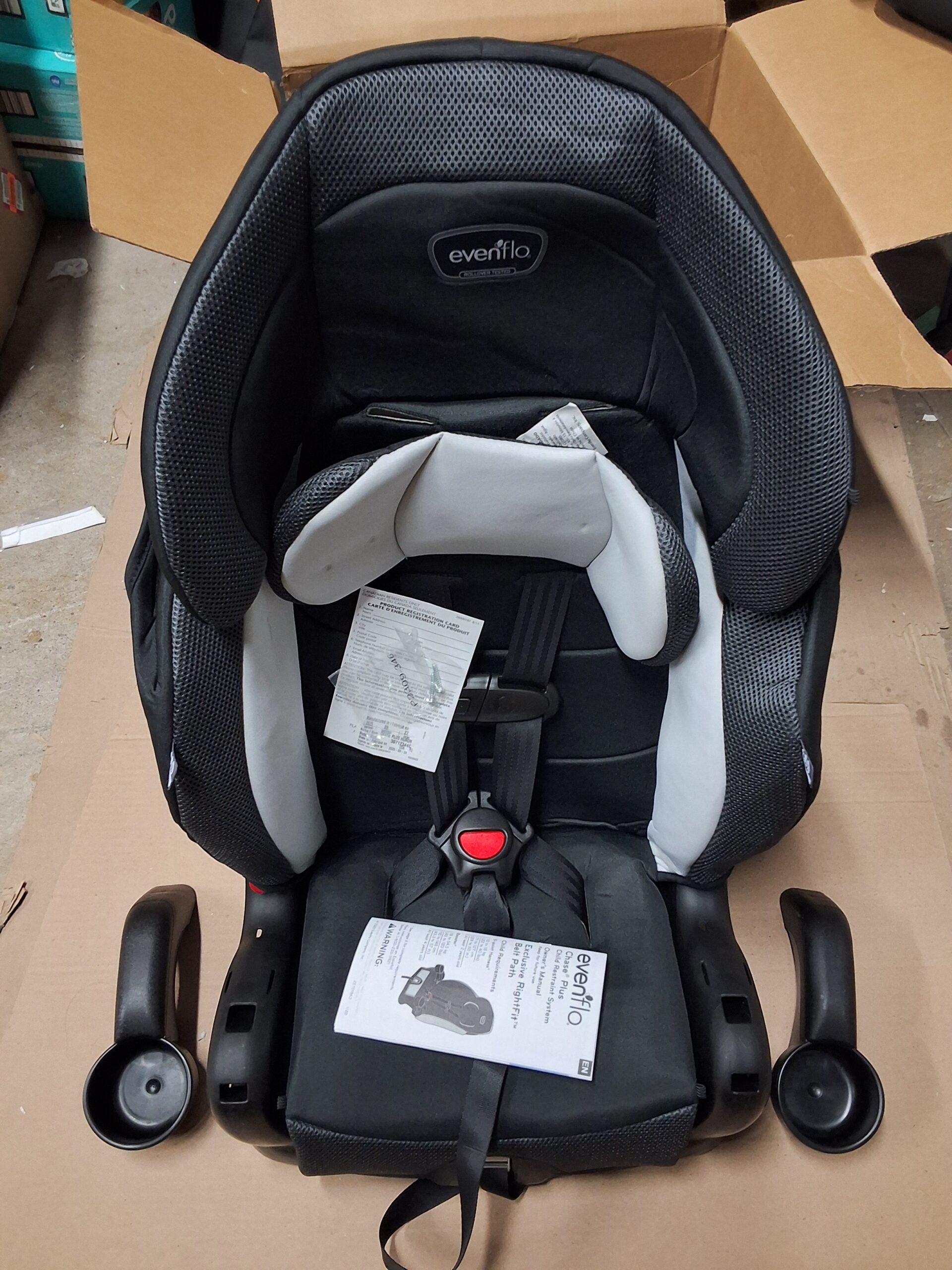 Evenflo booster car seat in Huron model with 2-in-1 design