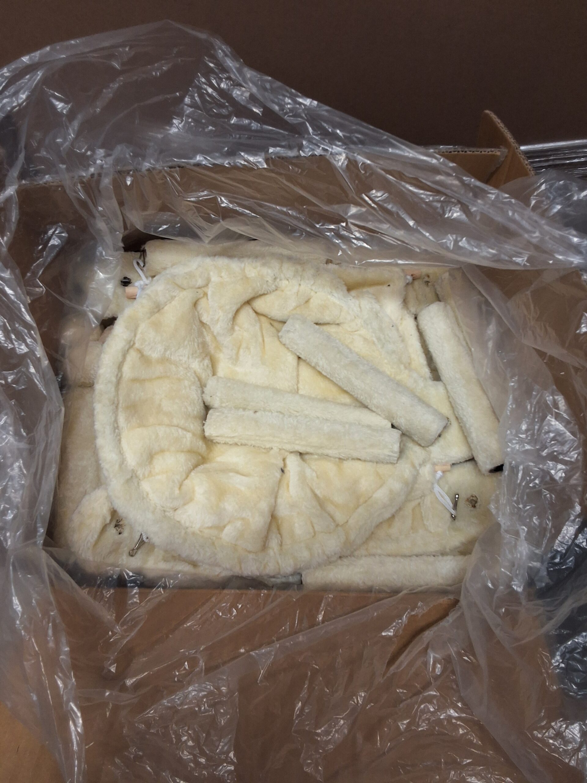 Heybly cat tree tower in beige with condos and scratching pad indoor furniture