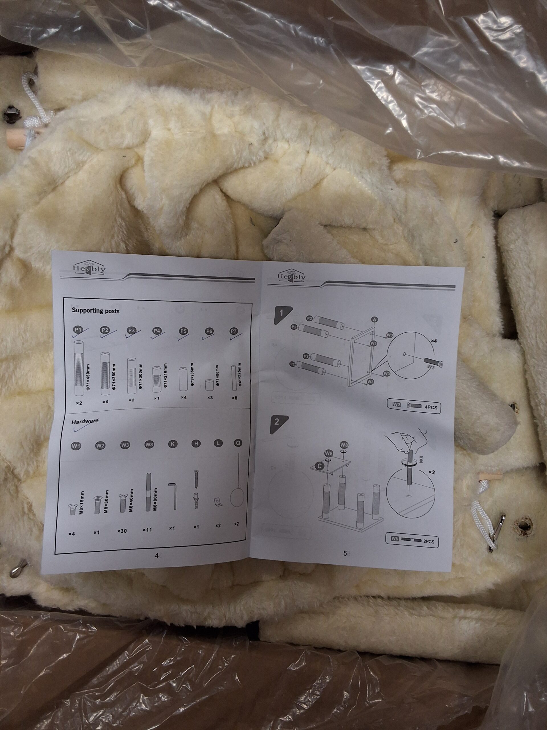 Heybly cat tree tower in beige with condos and scratching pad indoor furniture