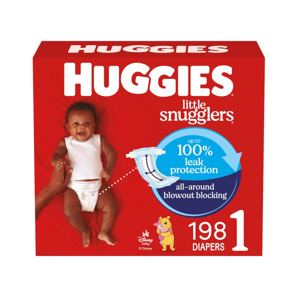 Size 1 Diapers - Huggies Little Snugglers 198 Count Huggies size 1 diapers package showing 198 count in packaging